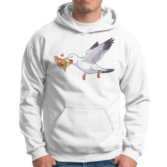 Cranky Seagull Beach Birds Stealing Pizza Summer Hoodie - Thegiftio UK