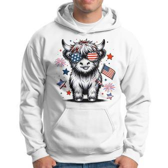Cute Highland Cow 4Th Of July Usa Flag Patriotic Cow Farmer Hoodie - Monsterry AU