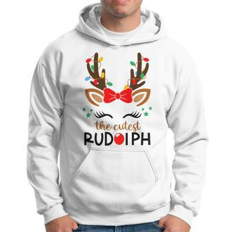 The Cutest Rudolph Reindeer Christmas Pajama Xmas Lights Hoodie - Thegiftio UK