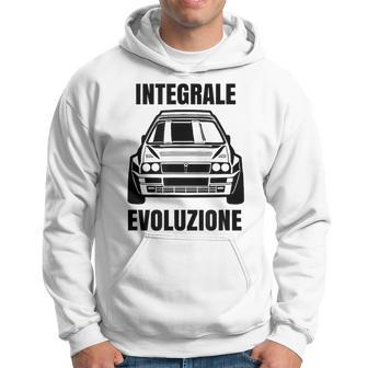 Delta Integrale Evoluzione Rally Auto White S Hoodie - Seseable