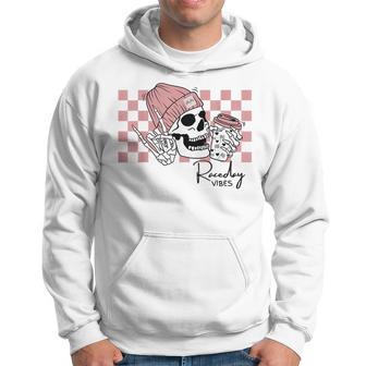 Dirt Track Racing Vibes Checkered Flag Racing Raceday Skull Hoodie - Monsterry