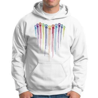 Dog Paws Heart Watercolors Painting Heart Dogs Paw Rainbow Hoodie - Monsterry AU