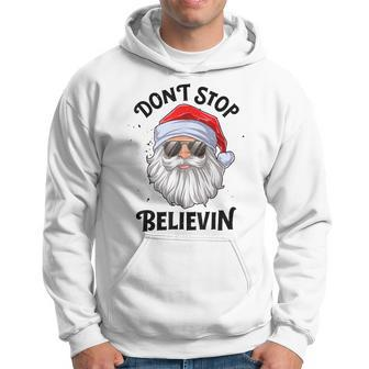 Don't Stop Believin Santa Christmas Boys Girls Xmas Hoodie - Monsterry