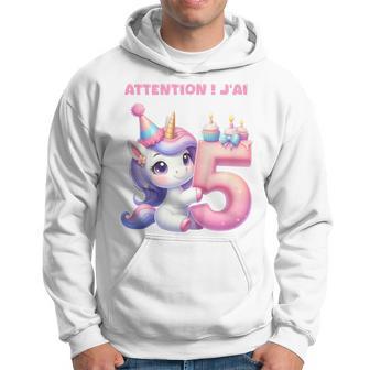 Enfant Enfant Attention J'ai 5 Ans 5E Anniversaire Cadeau Licorne Sweat à capuche - Cadeauxyz