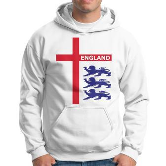England Flag & Lions Football Fan England Supporter Hoodie - Thegiftio UK