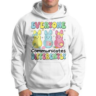 Everyone Communicates Differently Easter Speech Therapy Slp Hoodie - Seseable