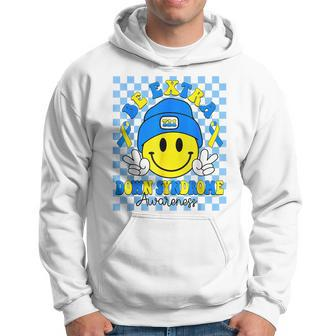 Be Extra Yellow And Blue Smile Face Down Syndrome Awareness Hoodie | Mazezy
