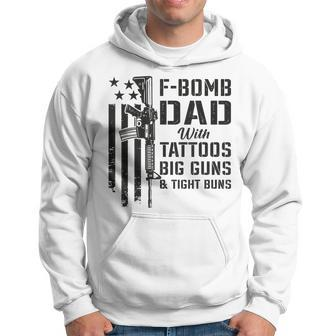 F Bomb Dad Tattoos Big Guns & Tight Buns Camo Gun Hoodie - Monsterry DE