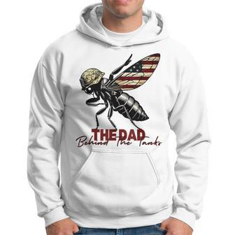 Father's Day Dad Behind The Tanks 4Th Of July American Flag Hoodie - Thegiftio UK