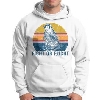 Fight Or Flight Vintage Penguin Pun Fight Or Flight Meme Hoodie - Seseable