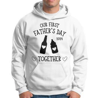 Our First Father's Day Together 2024 New Dad Beer Bottle Hoodie - Thegiftio UK