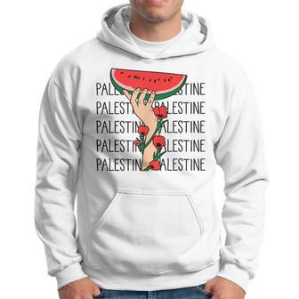 Floral Palestine Watermelon Map Free Palestine Hoodie - Monsterry UK