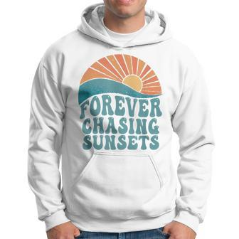 Forever Chasing Sunsets Summer Retro Sunset Beach Vacation Hoodie - Thegiftio UK
