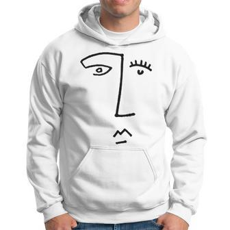Fun Artistic Line Drawing Abstract Face Hoodie - Monsterry