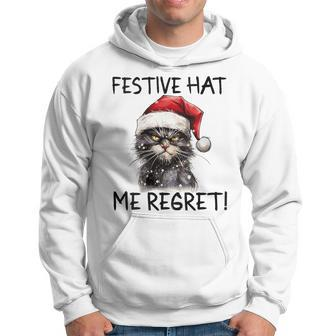 Christmas Cat Santa Hat Festive Hat Me Regret Hoodie - Monsterry CA