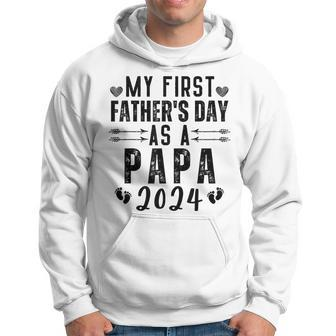 Father My First Father's Day As A Papa 2024 Cool Daddy Hoodie - Thegiftio UK