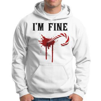 Holiday I'm Fine Peppermint Candy Cane Puncture Wound Hoodie - Monsterry