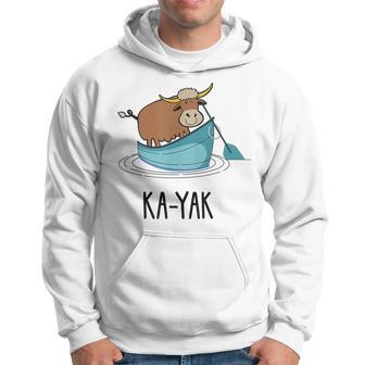 Kayak Yak Cute Yak Kayaking Cartoon Graphic Novelty Hoodie - Thegiftio UK