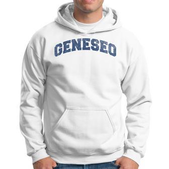 Geneseo New York Varsity Style Vintage Grey Hoodie - Monsterry