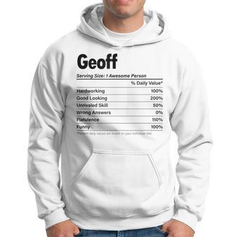 Geoff Nutrition Facts Name Definition Graphic Hoodie - Seseable