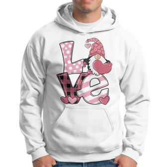 Gnome Valentines Day Love Hearts Valentine Couple Plaid Hoodie - Monsterry