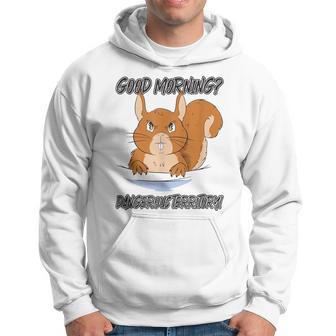 Good Morning Graphic Sarcasm Grumpy Squirrel Hoodie - Thegiftio UK