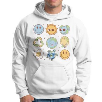Groovy Earth Planet Hippie Smile Face Happy Earth Day 2024 Hoodie | Mazezy
