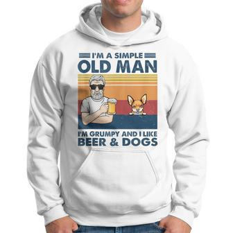Grumpy Old Man Like Beer And Dogs Red Chihuahua Grandpa Hoodie - Monsterry DE