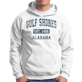 Gulf Shores Alabama Al Vintage Sports Navy Print Hoodie - Monsterry AU