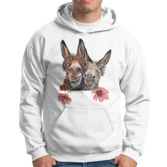Happy Donkeys With Flower Hoodie - Seseable