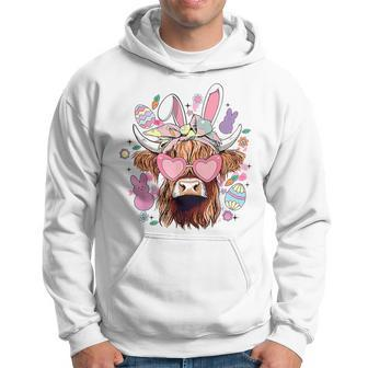 Happy Easter Highland Cow Heifer Easter Day Farmer Cowgirl Hoodie | Mazezy CA