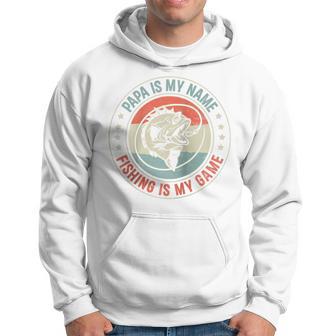 Herren Papa Ist Mein Name Angeln Ist Mein Spiel Fisherman Granddad Raglan Kapuzenpullover - Geschenkecke