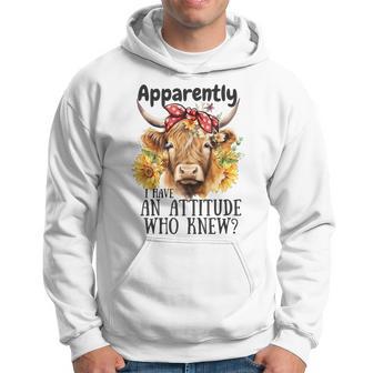 Highland Cow Fluffy Cow Apparently I Have An Attitude Hoodie - Thegiftio UK