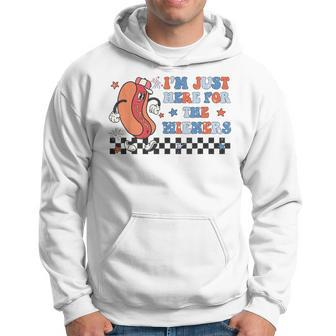 Hot Dog I'm Just Here For The Wieners Cute Retro 4Th Of July Hoodie - Monsterry UK