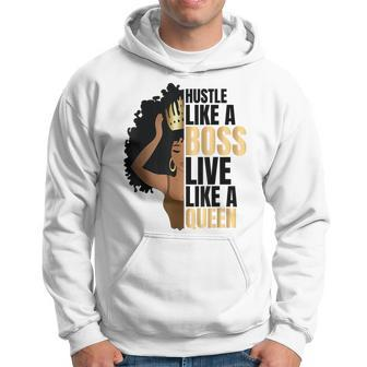 Hustle Like A Boss Live Like A Queen Black Lady Curly Afro Hoodie - Seseable