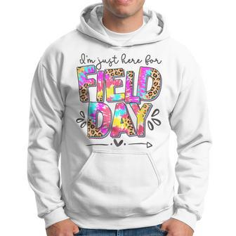 I'm Just Here For Field Day Leopard Tie Dye Happy Field Day Hoodie - Seseable