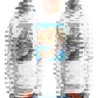 Italy Cinque Terre Bateau De Pêche Aquarelle Souvenir Sweat à capuche - Cadeauxyz