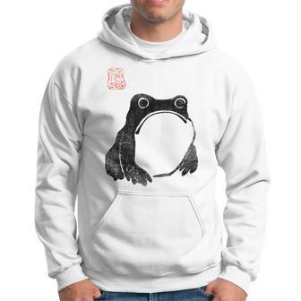 Japanese Grumpy Frog Toad Unimpressed Animal Chubby Hoodie - Monsterry