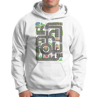 Kid Play Cars On Dad Back Race Track Mat Fathers Day Hoodie - Monsterry DE