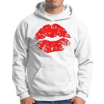 Kiss Red Lipstick Kiss Hoodie - Thegiftio UK