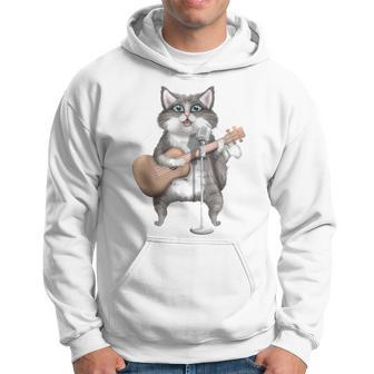 Kitty Cat Singing Guitar Player Musician Music Guitarist Hoodie - Monsterry