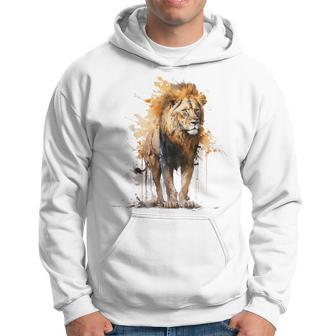 Lion Animal Lovers Motif Animal Zoo Print Lion Hoodie - Seseable