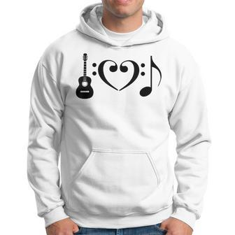 I Love Music Using Acoustic Guitar Bass Clefs Note Hoodie - Monsterry AU
