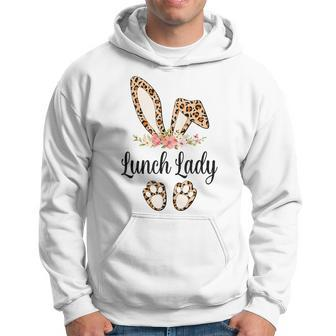 Lunch Lady Leopard Bunny Ears Easter Day Cafeteria Worker Hoodie - Thegiftio UK
