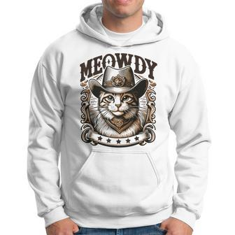 Meowdy Cat Wearing Cowboy Hat Vintage Western Country Hoodie - Monsterry