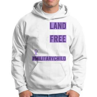Military Child Month Purple Up Land Of The Free Daddy Brave Hoodie - Seseable