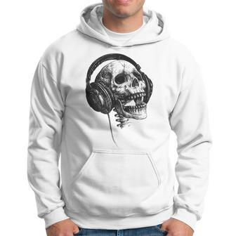 Music Forever Skull With Headphones Ink Graphic Rock Song Hoodie - Monsterry