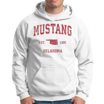 Mustang Oklahoma Ok Vintage Sports Red Print T S Hoodie - Seseable