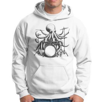 Octopus Playing Drums Drumkit Player Drummer Hoodie - Monsterry