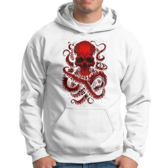 Octopus Skull Monster Red Krakens Cthulhus Cool For Boys Hoodie - Seseable